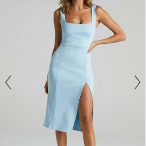 Showpo Light Blue Midi Body-con Dress